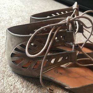 indigo soul lace up suede flats